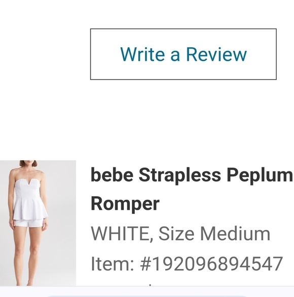 Bebe Strapless White Peplum Romper M - Picture 7 of 7